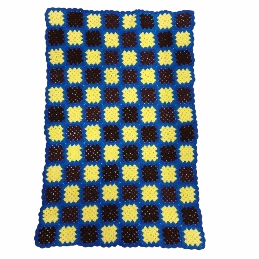Handmade Granny Square Crocheted Baby Blanket - Picture 4 of 4